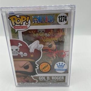 Funko Pop GOL D ROGER CHASE AUTOGRAPHED DOUBLE STICKER -MINT- one piece